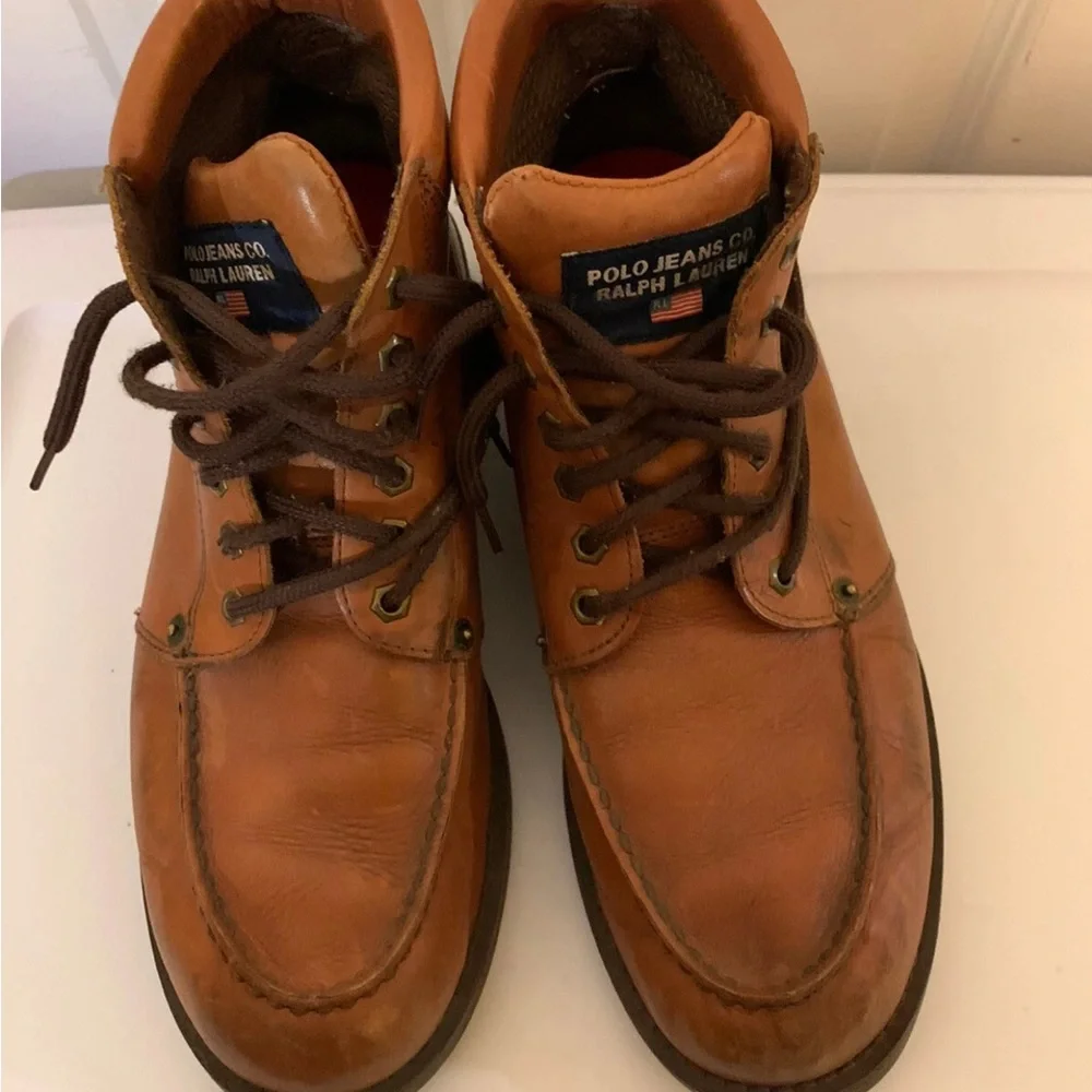 Ralph Lauren Polo Jeans Co. mens 12 brown‎ Leather Boots perfectly distressed